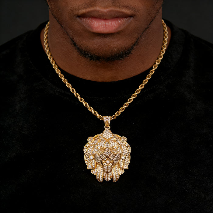 ICERIME lion head pendant necklace