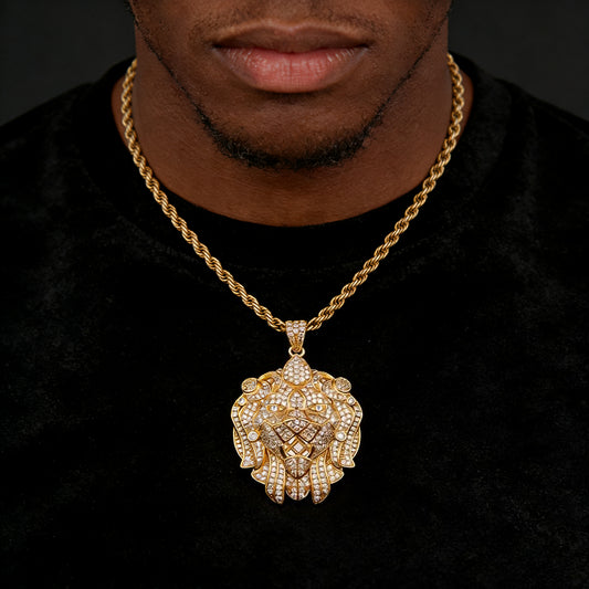 ICERIME lion head pendant necklace