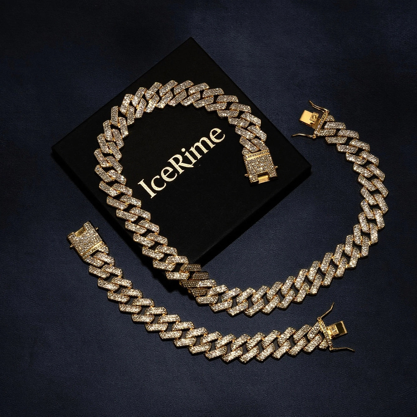 ICERIME 20mm Prong Chain & Prong Bracelet Bundle